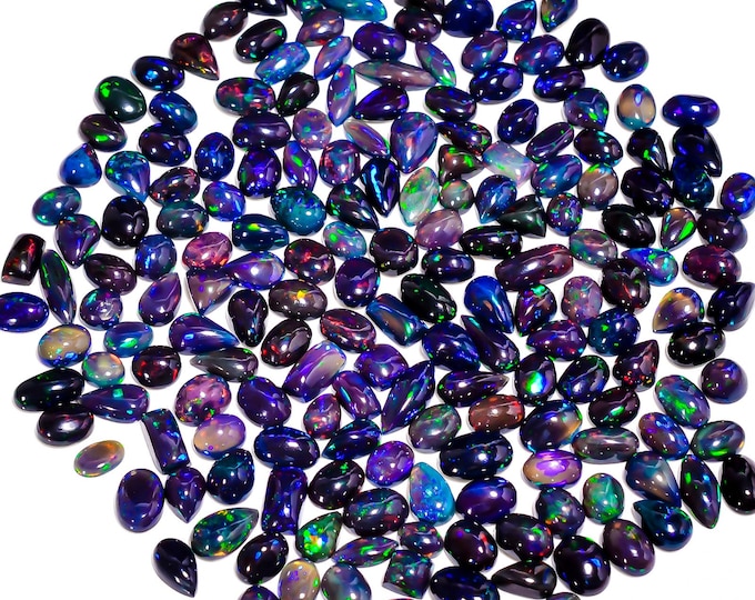 807 Carat. 438 Pcs Lot, Ethiopian Black Opal Smooth Cabochon, Multi Fire Opal - black Opal - Opal Stone Cab-  AAA+ Grade Quality  Black Opal
