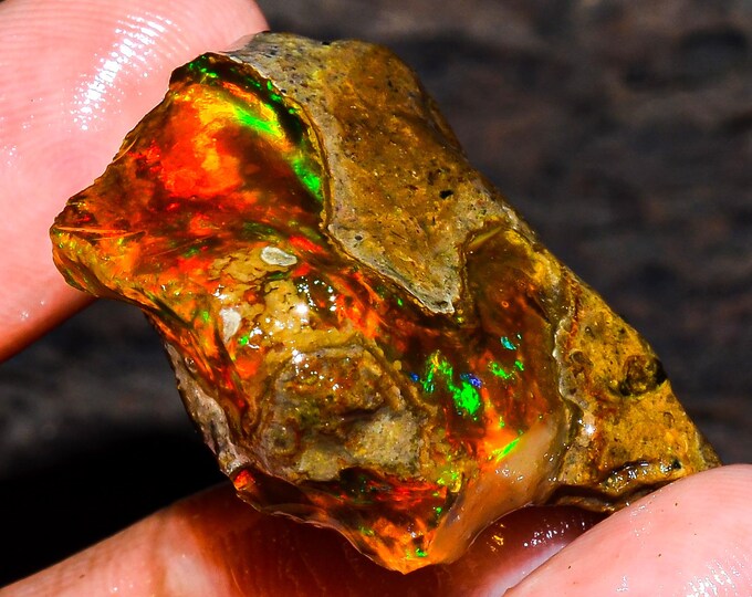 Opal Rough Gemstone, Natural Crystal Opal Rough,Welo Fire Crystal Opal, Flashy Fire Specimens Ethiopian Opal Raw, Oil Opal Rough, 33.00 Cts.