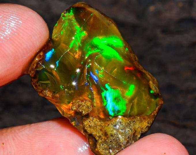 Opal Rough Gemstone, Natural Crystal Opal Rough,Welo Fire Crystal Opal, Flashy Fire Specimens Ethiopian Opal Raw, Oil Opal Rough, 25 Cts.
