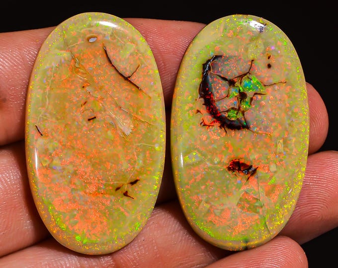 Attractive Top Grade Quality 100% Natural Monarch Opal Oval Shape Cabochon Gemstone Pair For Making Earrings 38X23X3 MM 31.00 Cts. KR43-52