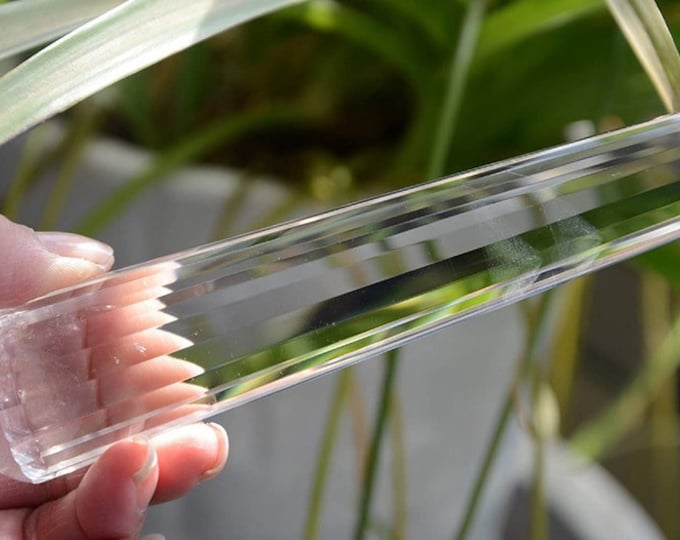 Rare Tibetan Indian Himalayan High Altitude Clear 18 Sided Phantom Crystal Point Quartz Vogel Wand 6.15 Inch Spiritual Reiki Healing