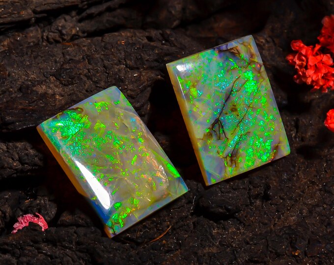 Monarch Opal 10.50 Ct Sterling Fine Opal Gems Fancy Shape Doublet Loose Certified Gemstone Opal For Making Jewelry Stone AAA+ Quality Pair