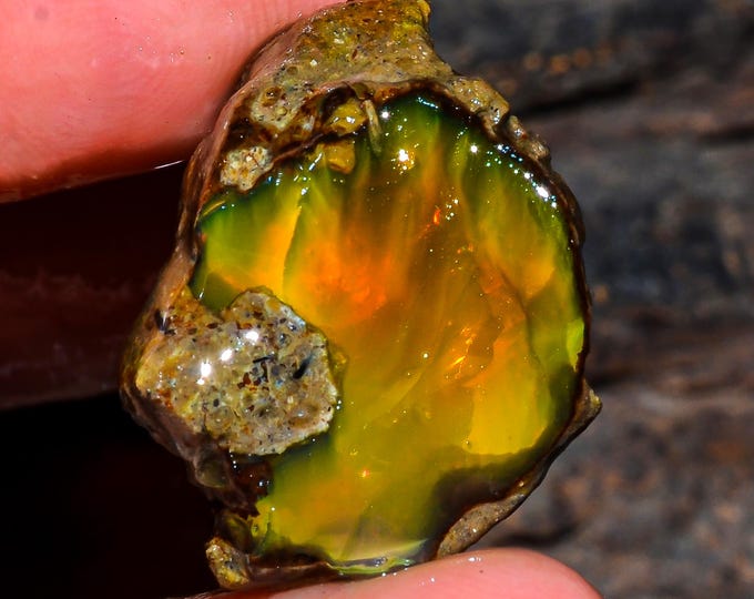 Opal Rough Gemstone, Natural Crystal Opal Rough,Welo Fire Crystal Opal, Flashy Fire Specimens Ethiopian Opal Raw, Oil Opal Rough, 19.00 Cts.