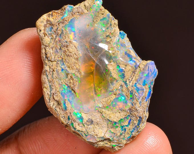 Immaculate Top Grade Quality 100% Natural Welo Fire Ethiopian Opal Fancy Rough Loose Gemstone For Making Jewelry 30X22X9MM 23.00 Cts KR57-21