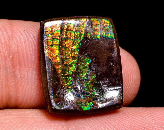 Stunning Top Grade Quality 100% Natural Ammolite Radiant Shape Cabochon Loose Gemstone For Making Jewelry 16X13X3 MM 09.50 Cts. KR41-20