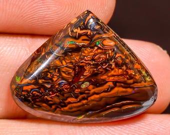 Natural Koroit Boulder Opal Heart Cabochon: Untreated Gemstone (18X23X5 MM)
