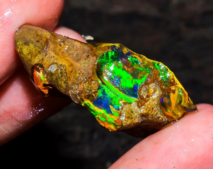 Opal Rough Gemstone,Natural Crystal Opal Rough,Welo Fire Crystal Opal, Flashy Fire Specimens Ethiopian Opal Raw, Oil Opal Rough, 17.50 Cts.