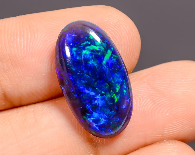 Gorgeous Top Grade Quality 100% Natural Black Ethiopian Opal Oval Shape Cabochon Gemstone For Making Jewelry 19X11X4 MM 05.00 Cts. KR40-36