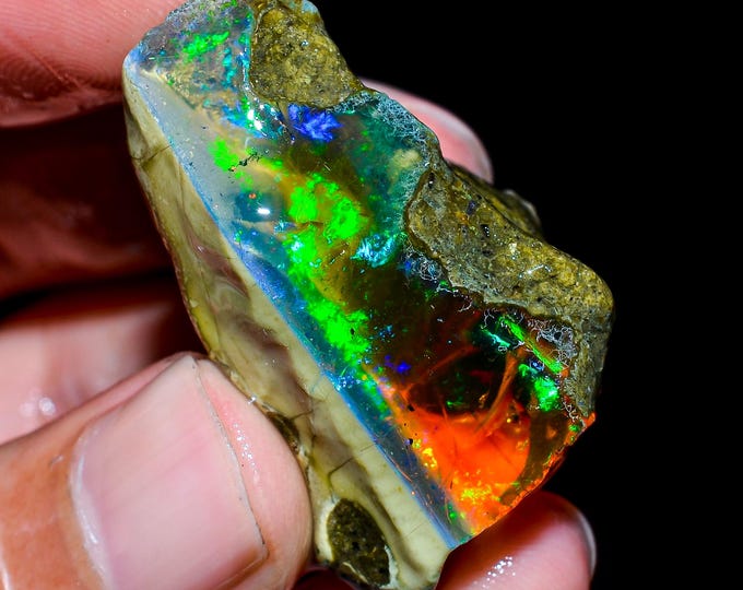 Opal Rough Gemstone, Natural Crystal Opal Rough,Welo Fire Crystal Opal, Flashy Fire Specimens Ethiopian Opal Raw, Oil Opal Rough, 63.50 Cts.