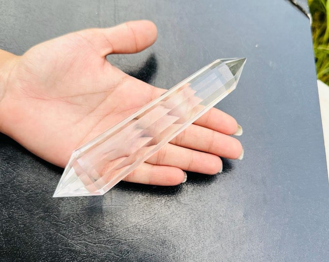 Real Tibetan Himalayan High Altitude 99% Clear 13 Sided Crystal Point Quartz Vogel Wand 4.98 Inch Spiritual Reiki Healing RHV-51