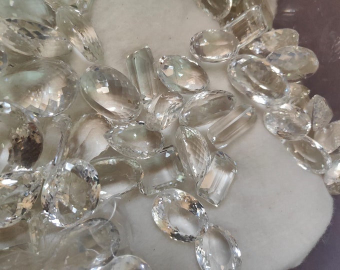 21500 Carat Natural Crystal Quartz Faceted Cut Rectangle Shape AAA+ Quality Clear Quartz Calibrated Gemstones, All Sizes Available, 527pcs.
