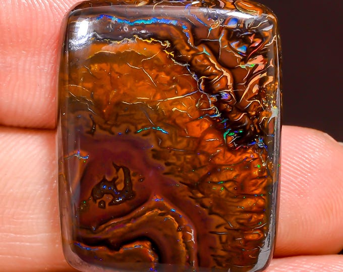 Elegant Top Grade Quality 100% Natural Boulder Opal Radiant Shape Cabochon Loose Gemstone For Making Jewelry 27X21X5 MM 39.00 Cts. KR44-45