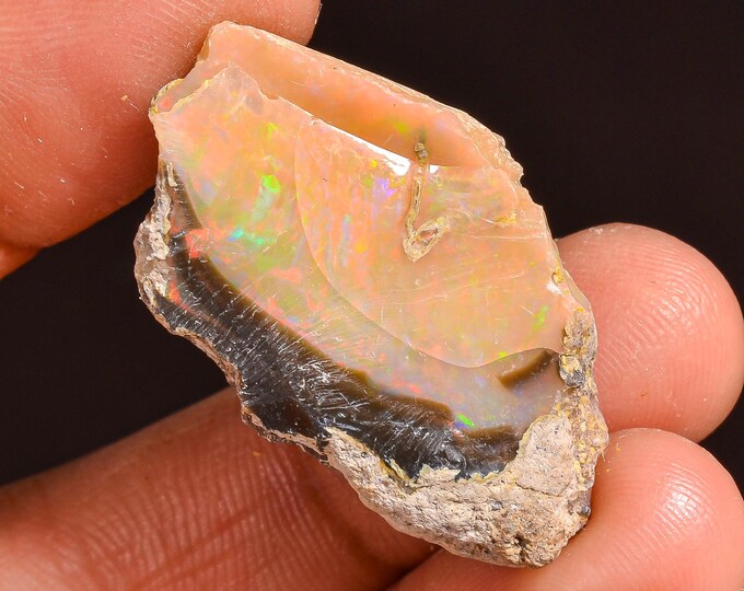 Superb Top Grade Quality 100% Natural Welo Fire Ethiopian Opal Fancy Rough Loose Gemstone For Making Jewelry 32X18X8 MM 21.00 Cts. KR57-27