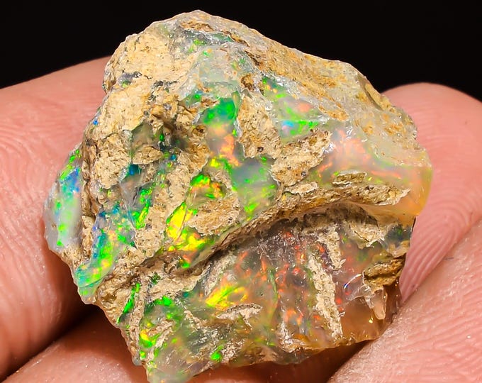 30.20 Cts. 100% Natural Welo Fire Ethiopian Opal Rough Loose Gemstone 20X19X11 MM