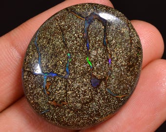Boulder Opal Cabochon: Natural Gemstone for Jewelry Making (30X25X7 MM, 50 Cts.).