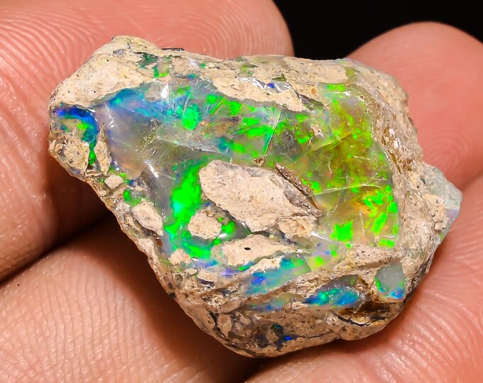 22.5 Cts. 100% Natural Welo Fire Ethiopian Opal Rough Loose Gemstone  24x19x11 MM