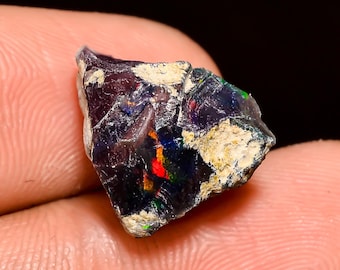 Terrific Top Grade Quality 100% Natural Welo Fire Black Ethiopian Opal Rough Loose Gemstone For Making Jewelry 14X13X11 MM 5.5 Cts. KR04-23