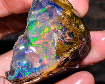Opal Rough Gemstone, Natural Crystal Opal Rough,Welo Fire Crystal Opal, Flashy Fire Specimens Ethiopian Opal Raw, Oil Opal Rough,140.50 Cts.