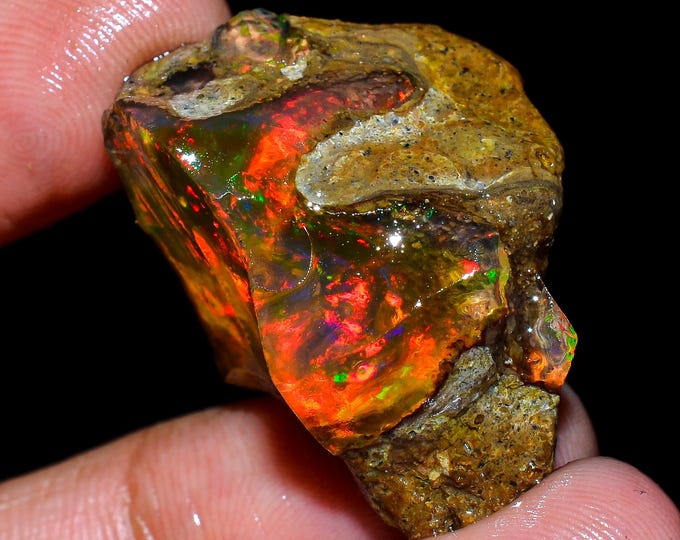 Opal Rough Gemstone, Natural Crystal Opal Rough,Welo Fire Crystal Opal, Flashy Fire Specimens Ethiopian Opal Raw, Oil Opal Rough, 35.00 Cts.