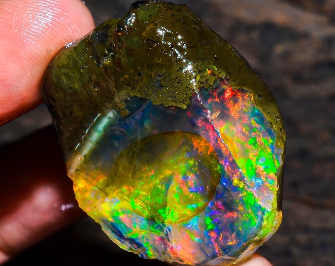Opal Rough Gemstone, Natural Crystal Opal Rough,Welo Fire Crystal Opal, Flashy Fire Specimens Ethiopian Opal Raw, Oil Opal Rough, 46.50 Cts.