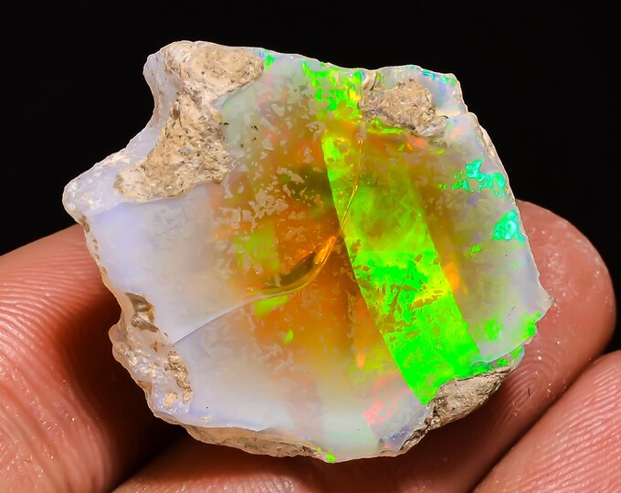 100% Natural Welo Fire Ethiopian Opal Rough Loose Gemstone 28X23X17 MM 40 Cts.