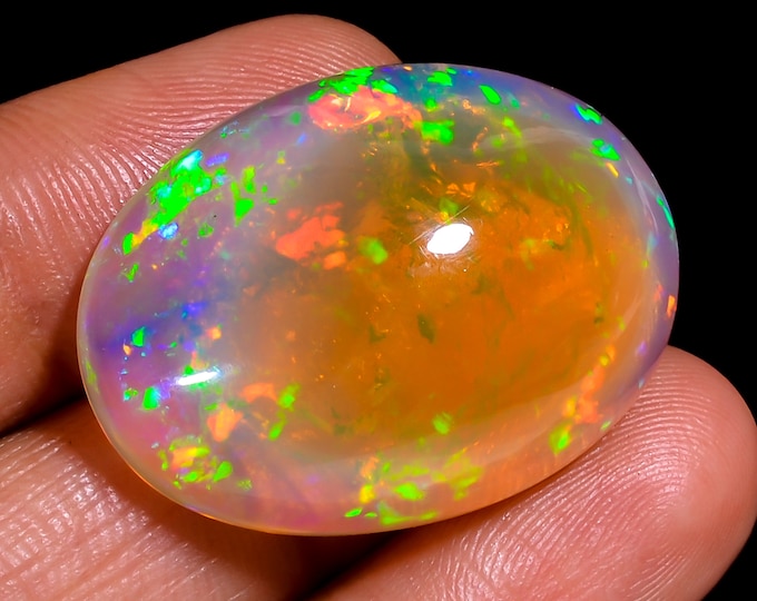 Dazzling Top Grade Quality 100% Natural Brown Ethiopian Opal Oval Shape Cabochon Gemstone For Making Jewelry 30X21X10 MM 31.00 Cts. KR40-6