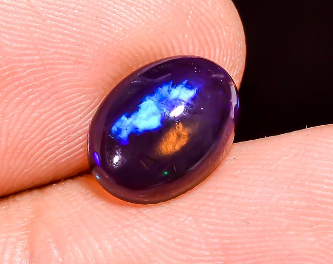 Natural Fire Black Ethiopian Opal Oval Gemstone 10x8x4 MM 2.00 Ct