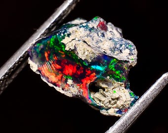 Tempting Top Grade Quality 100% Natural Welo Fire Black Ethiopian Opal Rough Loose Gemstone For Making Jewelry 14X10X7 MM 3.5 Cts. KR04-47
