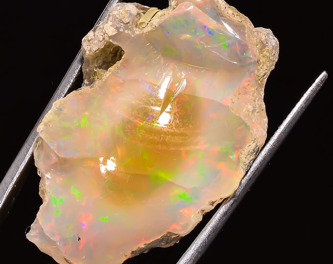 51.00 Cts. 100% Natural Welo Fire Ethiopian Opal Rough Loose Gemstone  34x21x16 MM