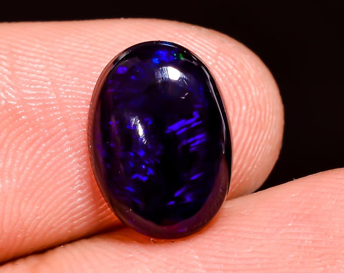Natural Fire Black Ethiopian Opal Oval Gemstone 11x8x4 MM 2.05 Ct