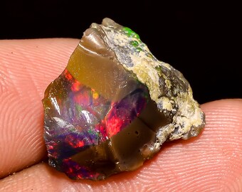 Fantastic Top Grade Quality 100% Natural Welo Fire Black Ethiopian Opal Rough Loose Gemstone For Making Jewelry 16X15X9 MM 8 Cts. KR04-11