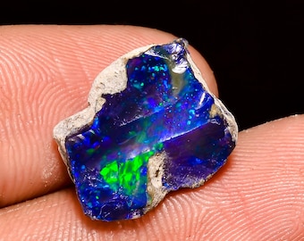 Superb Top Grade Quality 100% Natural Welo Fire Blue Ethiopian Opal Rough Loose Gemstone For Making Jewelry 15X12X7 MM 6 Cts. KR04-19