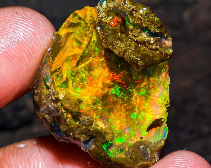 Opal Rough Gemstone, Natural Crystal Opal Rough,Welo Fire Crystal Opal, Flashy Fire Specimens Ethiopian Opal Raw, Oil Opal Rough, 21.00 Cts.
