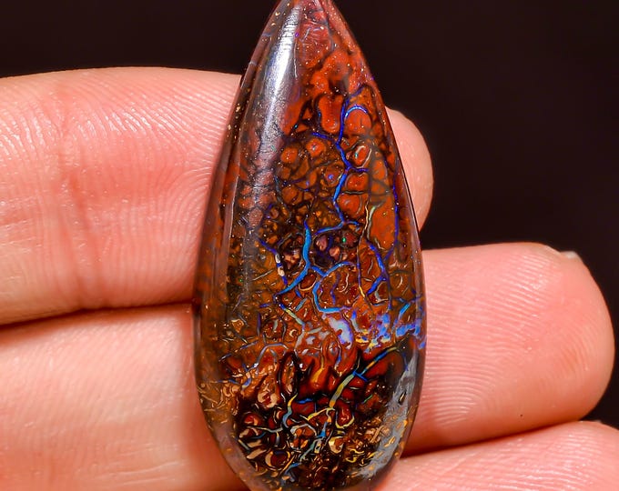 Dazzling Top Grade Quality 100% Natural Boulder Opal Pear Shape Cabochon Loose Gemstone For Making Jewelry 36X15X5 MM 22.50 Cts. KR44-17