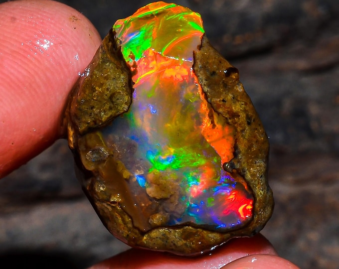 Opal Rough Gemstone, Natural Crystal Opal Rough,Welo Fire Crystal Opal, Flashy Fire Specimens Ethiopian Opal Raw, Oil Opal Rough, 20.50 Cts.