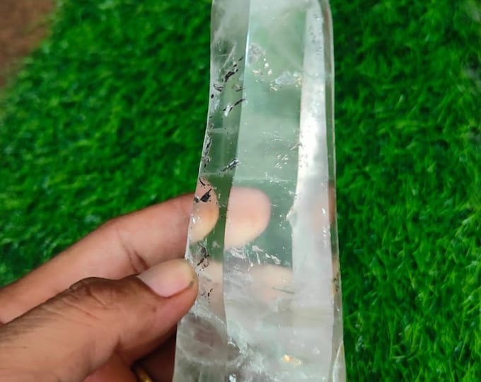 Natural Clear quartz obelisk,Quartz Crystal tower,Large Crystal tower,Crystal wand point,Healing magic wand,Reiki healing,Crystal Gift HCH01