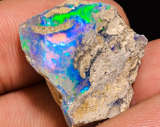 12.5 Cts. 100% Natural Welo Fire Ethiopian Opal Rough Loose Gemstone 20x19x07 MM