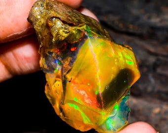 Opal Rough Gemstone, Natural Crystal Opal Rough,Welo Fire Crystal Opal, Flashy Fire Specimens Ethiopian Opal Raw, Oil Opal Rough, 36.00 Cts.