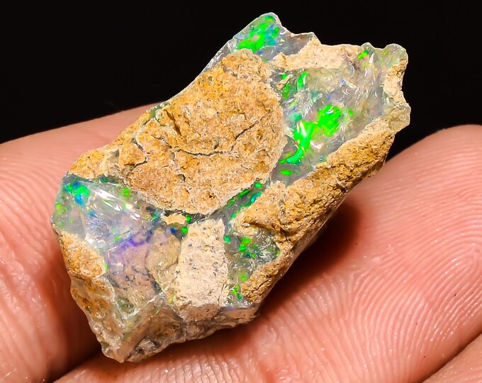 16.00 Cts. 100% Natural Welo Fire Ethiopian Opal Rough Loose Gemstone 25x13x13 MM
