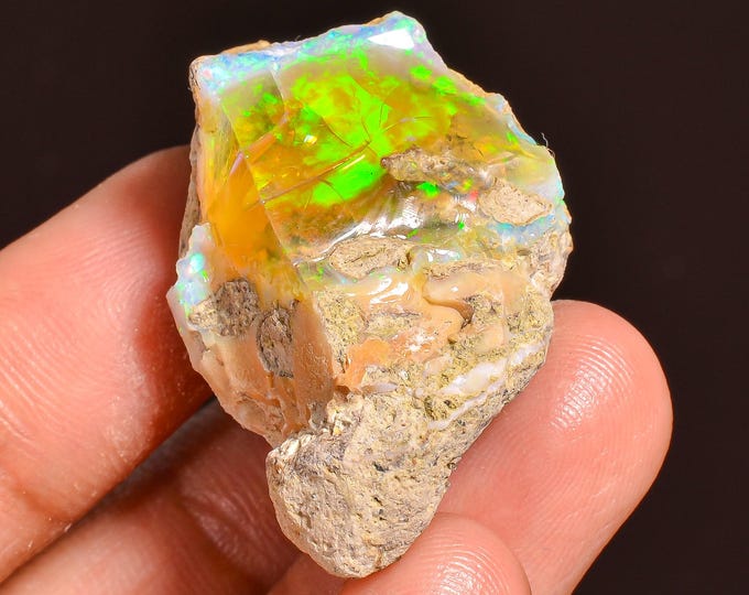Mind Blowing Top Grade Quality 100% Natural Welo Fire Ethiopian Opal Rough Loose Gemstone For Making Jewelry 35X22X19 MM 46.00 Cts. KR57-5