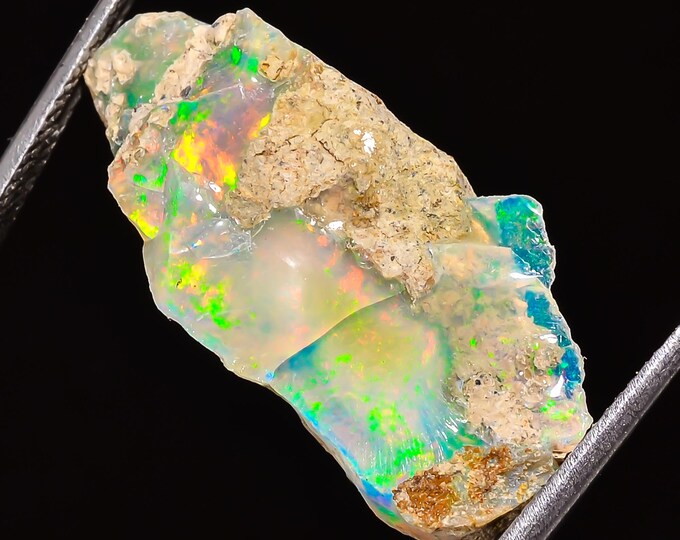 19.00 Cts. 100% Natural Welo Fire Ethiopian Opal Rough Loose Gemstone 27x13x13 MM