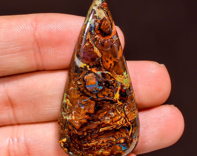 Mind Blowing Top Grade Quality 100% Natural Boulder Opal Pear Shape Cabochon Loose Gemstone For Making Jewelry 48X23X5 MM 48.00 Cts. KR44-27