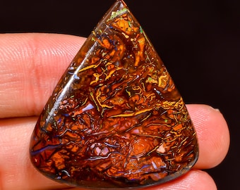 Natural Koroit Boulder Opal Cabochon: AAA Quality Gemstone (37X32X4 MM, 41.50 Cts)