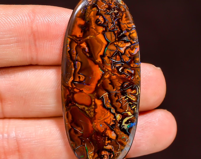 Fantastic Top Grade Quality 100% Natural Boulder Opal Oval Shape Cabochon Loose Gemstone For Making Jewelry 49X21X5 MM 53.50 Cts. KR44-47