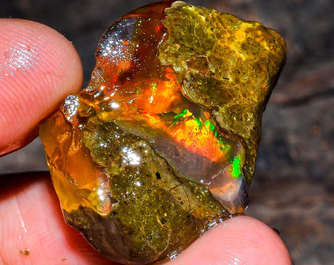 Opal Rough Gemstone, Natural Crystal Opal Rough,Welo Fire Crystal Opal, Flashy Fire Specimens Ethiopian Opal Raw, Oil Opal Rough, 23.00 Cts.