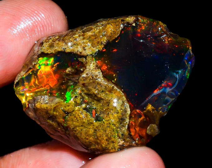 Opal Rough Gemstone, Natural Crystal Opal Rough,Welo Fire Crystal Opal, Flashy Fire Specimens Ethiopian Opal Raw, Oil Opal Rough, 35.50 Cts.