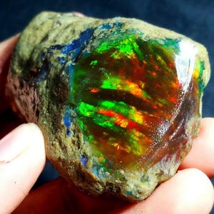 Welo Red Fire Opal Rough, 555 ct Ethiopian Crystal Opal Specimen