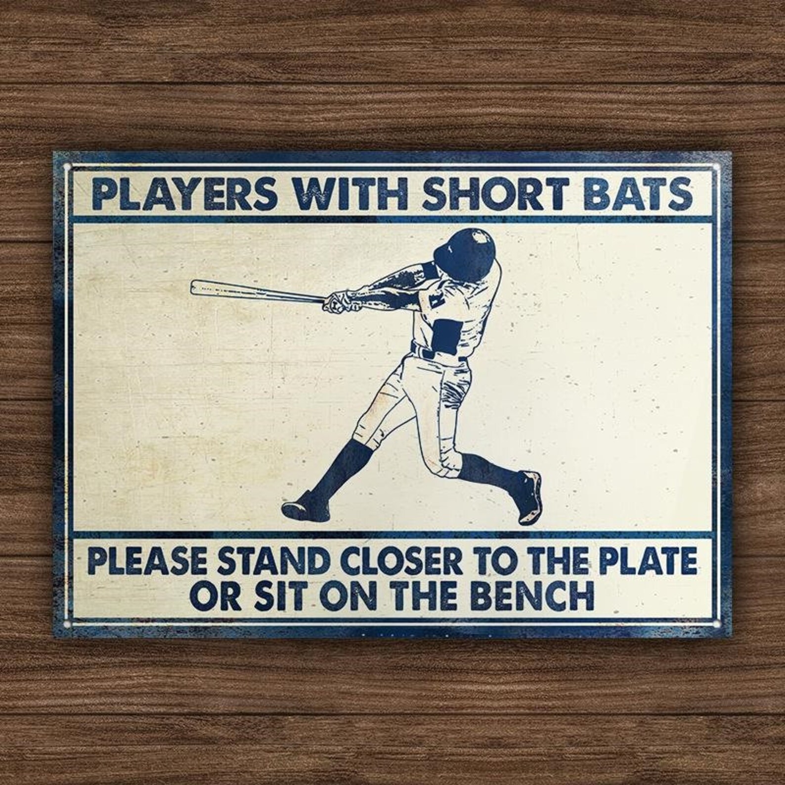 Baseball Player With Short Bats Classic Metal Sign Please Etsy
