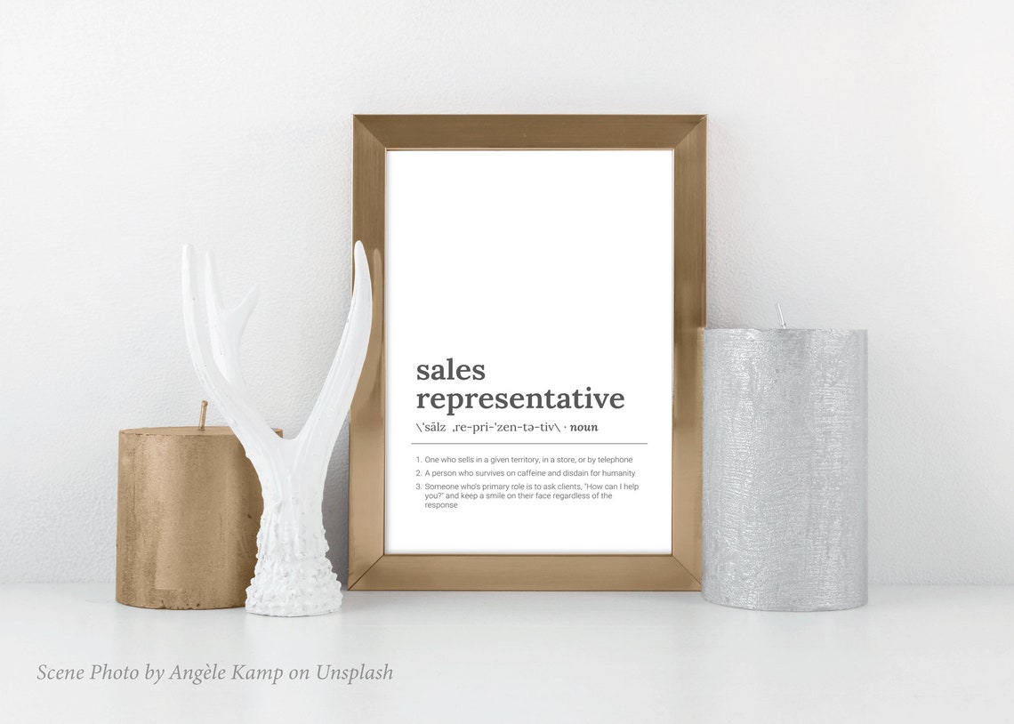 Sales Representative Definition Poster Simply Download Etsy