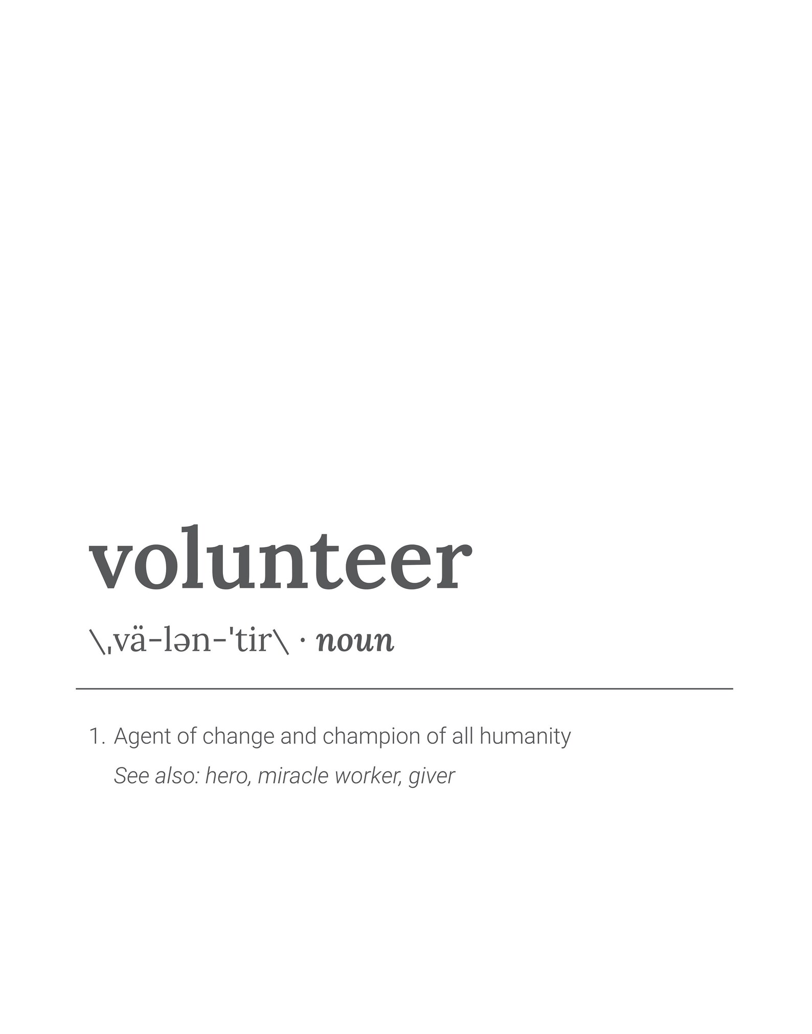 Volunteer Definition Poster Simply Download & Print Etsy